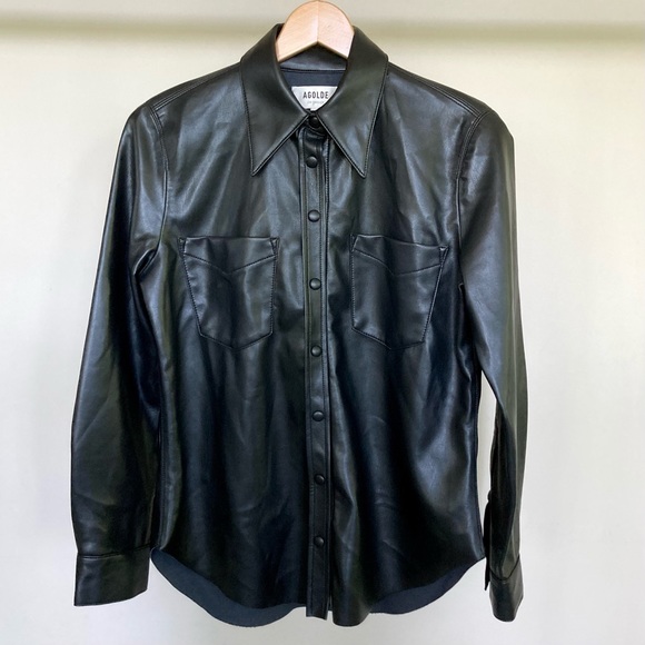 AGOLDE Paloma vegan leather shirt. 🖤 - Picture 6 of 10